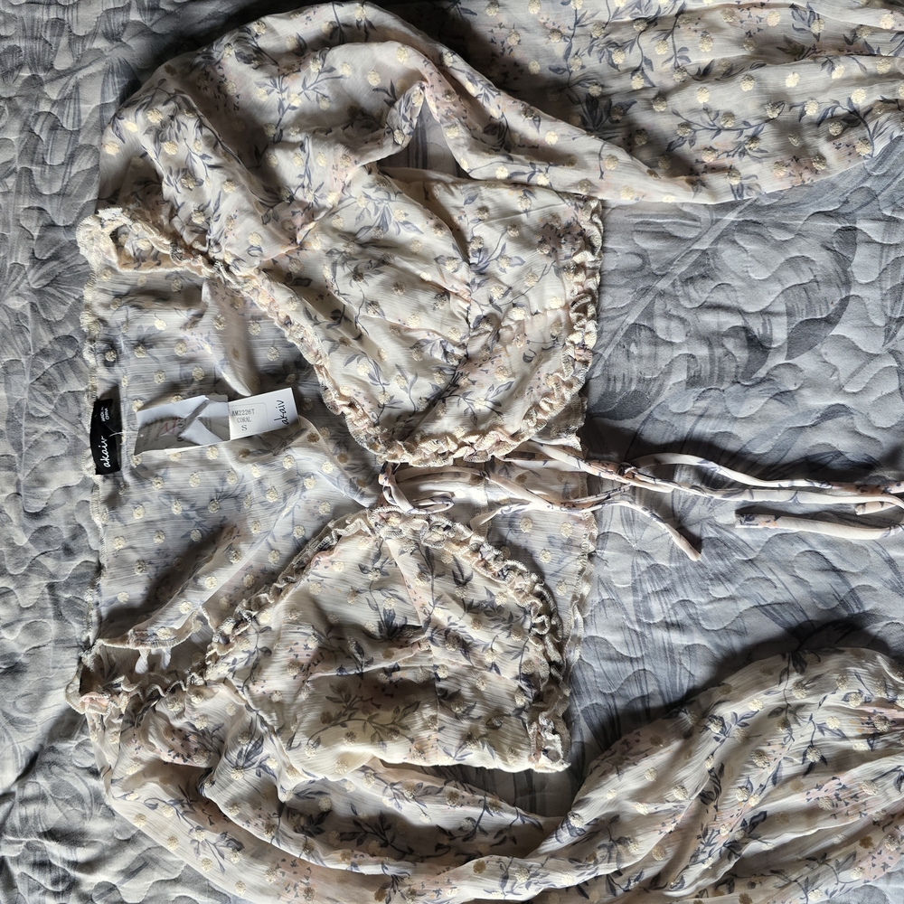 Floral Sheer Wrap Dress